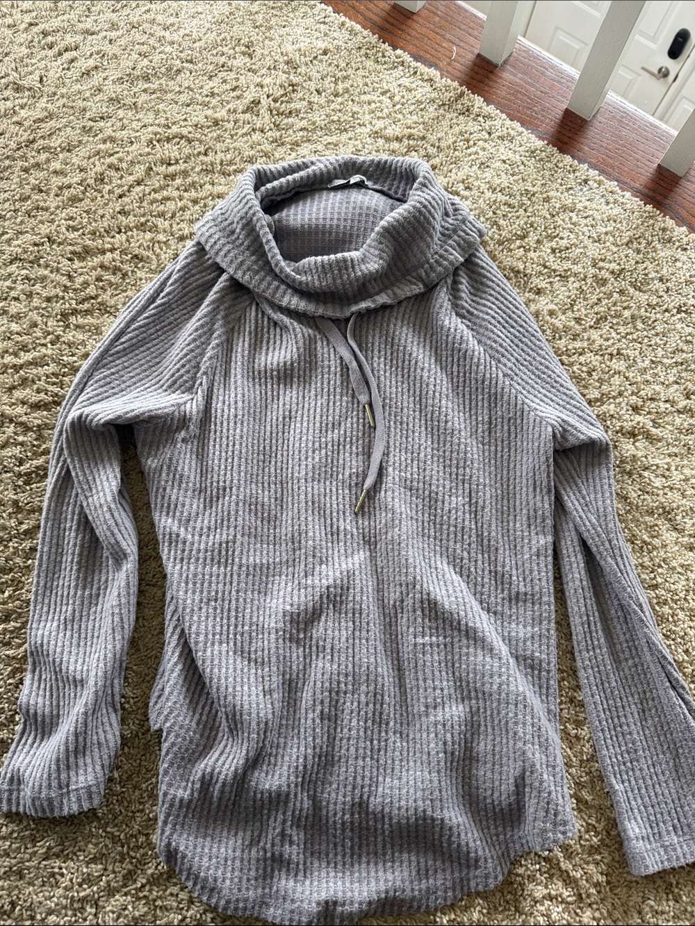 Charlotte Russe Light Gray Ribbed Cowl Neck Sweater